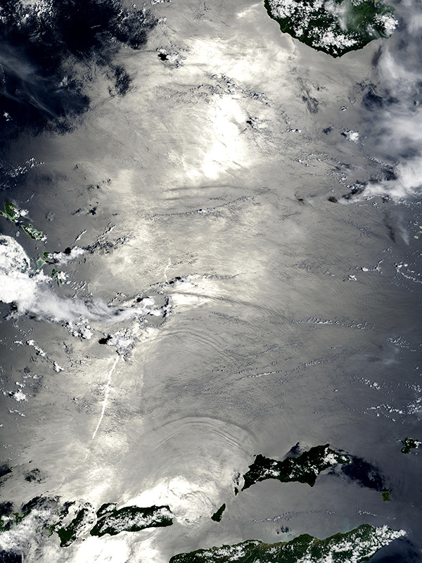 An image from NASA's Visible Earth satellite, showing internal waves in the Banda Sea