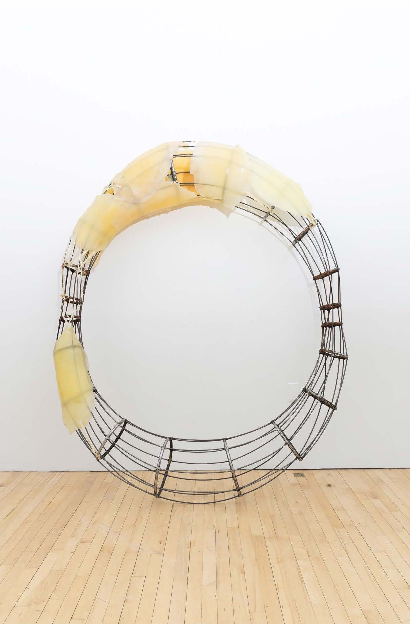 steel circle with latex pieces