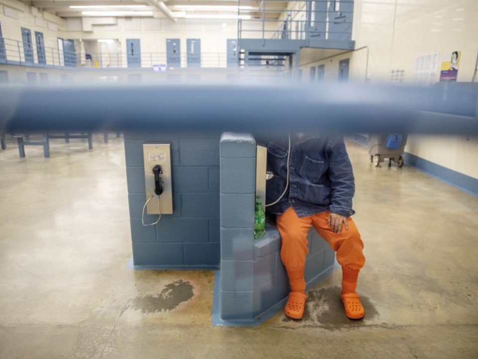 Prisoner making a phone call