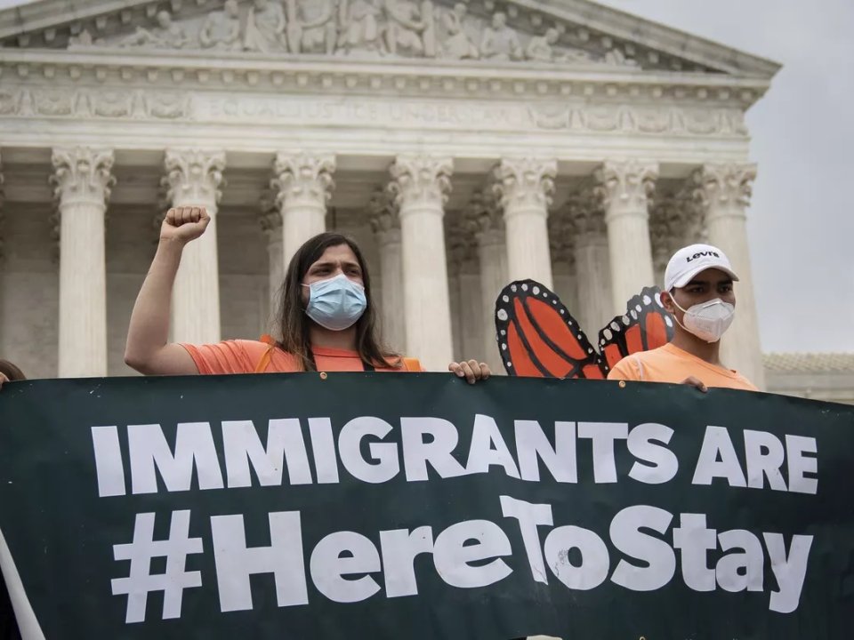 DACA recipients and their supporters rally outside the US Supreme Court