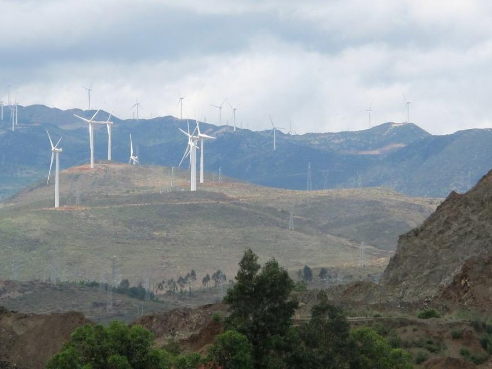 Windmills in hills of China