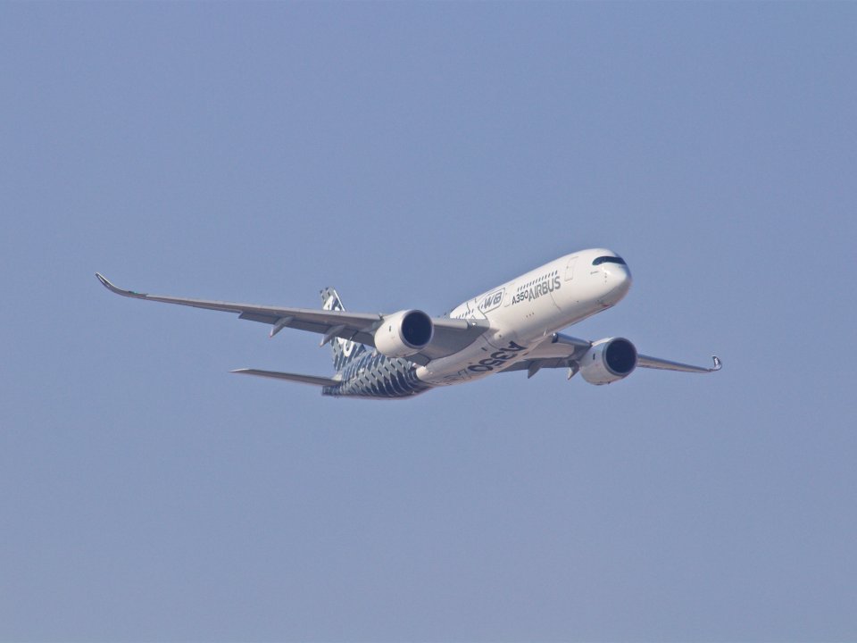 Grey plane in air