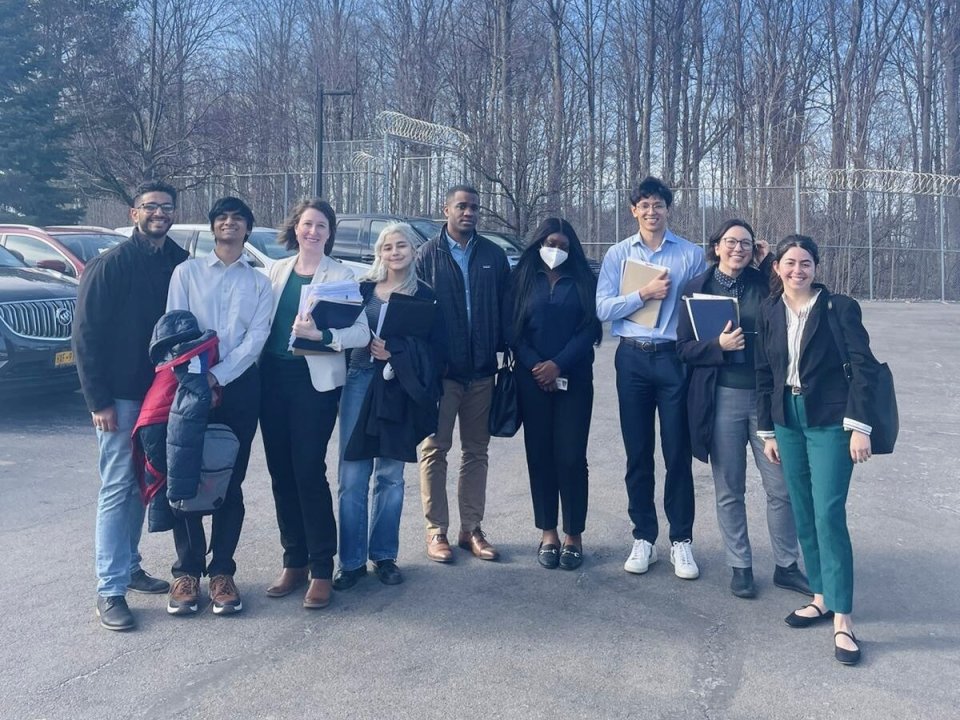 Pictured above: A group of students from the 1L Immigration Law and Advocacy Clinic visiting the Buffalo Federal Detention Facility in Batavia, New York
