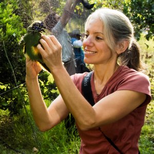 Amanda Rodewald in the field in Colombia, where she is working to conserve bird habitats