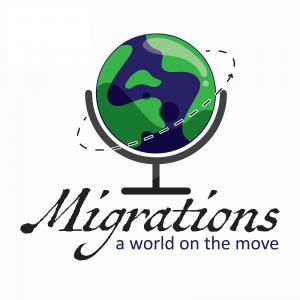 Migrations: A World on the Move cover art with globe graphic