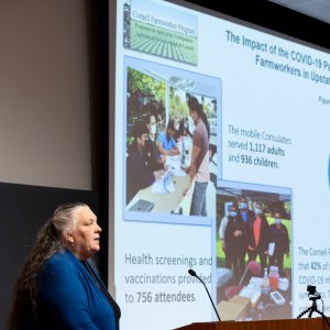 Mary Jo Dudley presents on the Cornell Farmworker Program